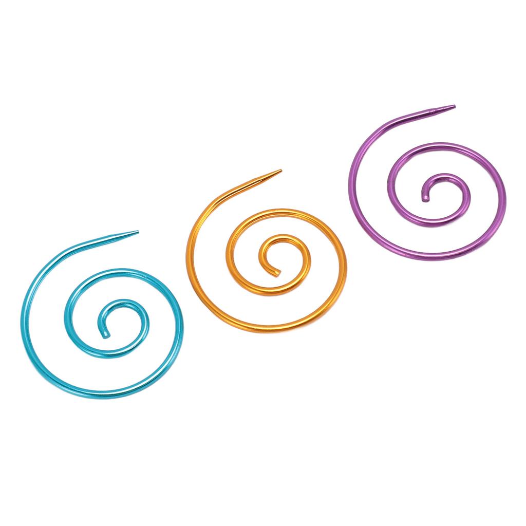 3pcs Spiral Cable Knitting Needle DIY Rustproof Metal Cable Needle Shawl Pin Practical Round Spiral Needle for Sweaters