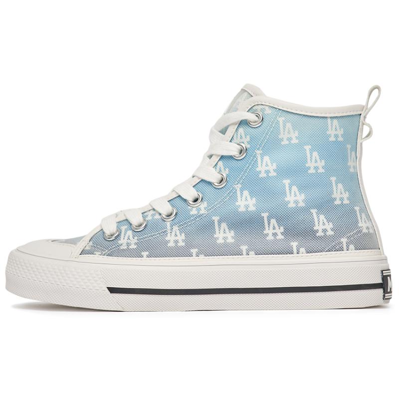 

MLB Playball High Monogram Anti-Slip And Wear-Resistant Lightweight Cushioning High-Top Canvas Shoes Unisex White Blue Sneakers 3ACVCMM2N-07BLS 36.5