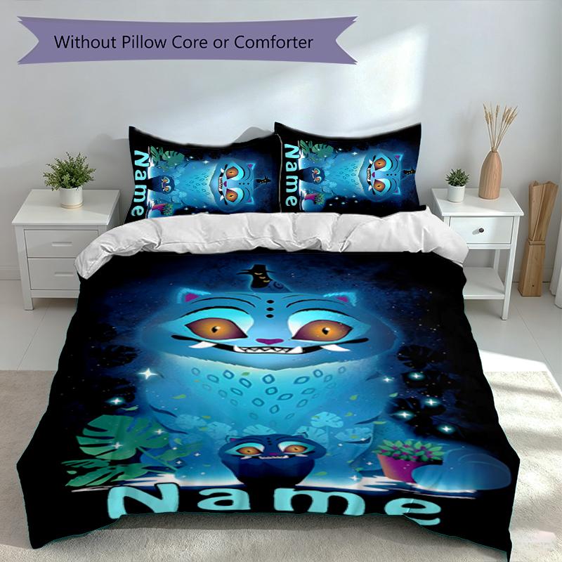 Ensemble 3 pièces Chasseurs de Démons Kpop Nom Personnalisé, Comprend 1 Housse de Couette et 2 Taies d'Oreiller, Décoration de Chambre pour Toutes les Saisons