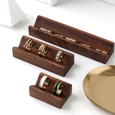 Wood Base Ring Display Rack V-Groove Ring Holder Earring Storage Tray  Jewelry Store