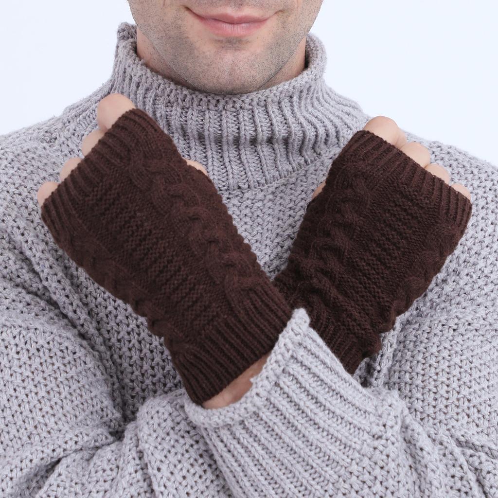 Autumn and Winter Short Knitted Exposed Finger Warm Stacking Gloves Wrist Guard Women’s Gloves & Mittens