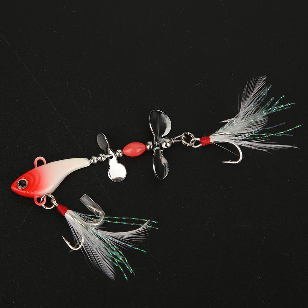 Sequin Luminous Simulation Artificial Fishing Lure Bait with Feather Rotation VIB Fish Shape