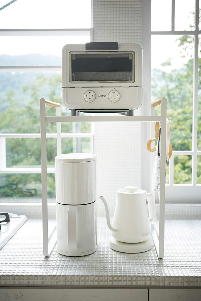 Yamazaki Tosca Kitchen Appliance W36 X D30 X with 3613 Scandinavian-style Rack, White, Approx. H47.5cm, Hooks,