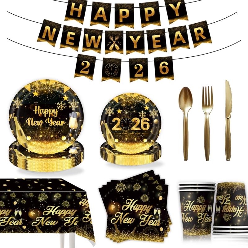 2026 Celebration Paper Plates Set Heat Resistant Coating Easy Cleanup Design