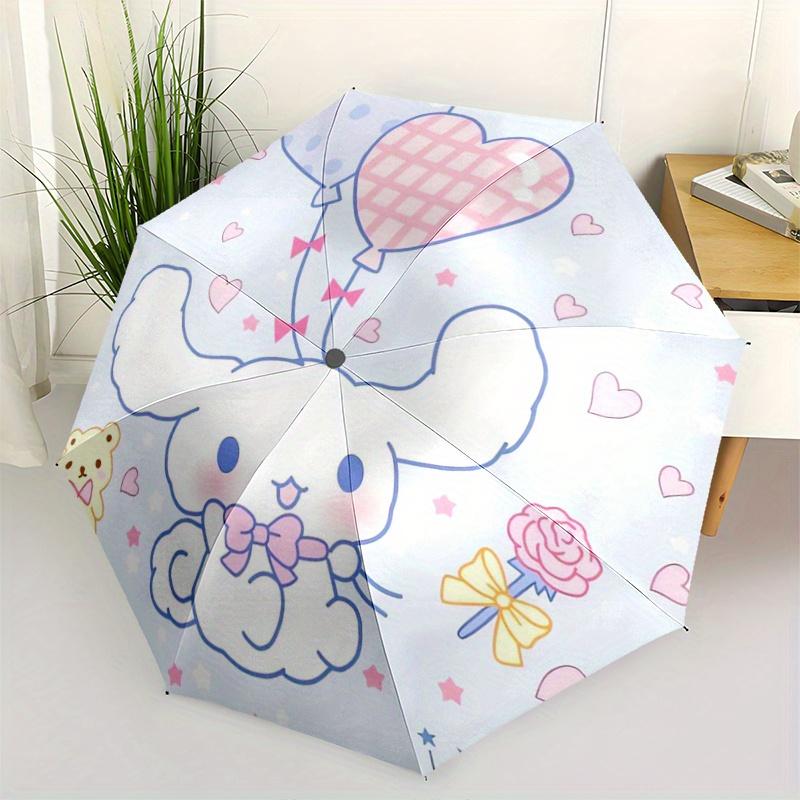 1pc Rose Balloon Cinnamoroll Theme Durable Cartoon Folding Umbrella, Portable 3-Fold Compact Umbrella for Men and Women, Suitable for Travel or Daily