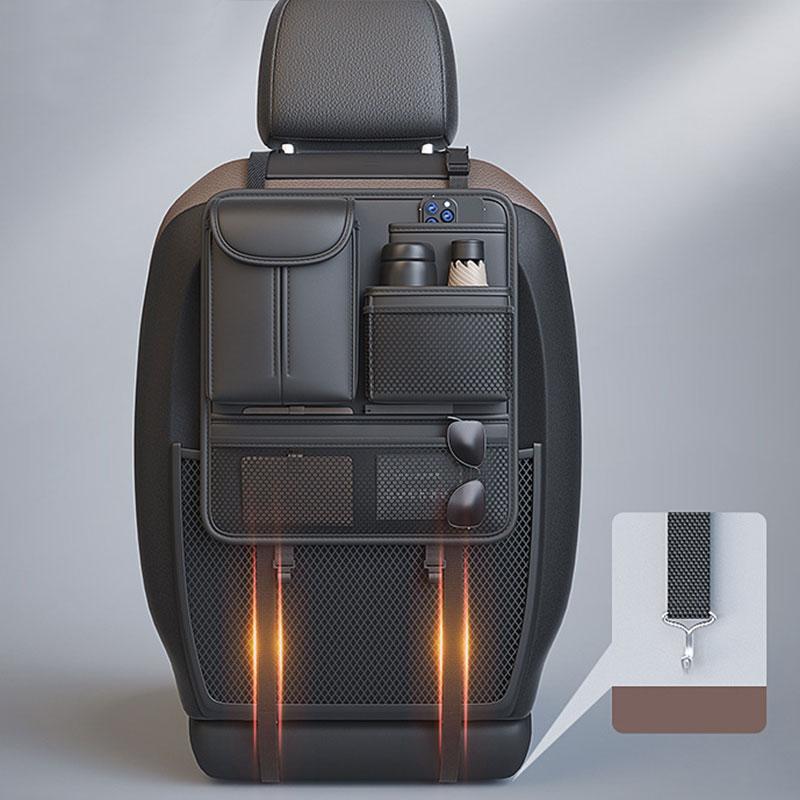 Quality Leather Car Organizer Seatback Storage Bag Cup Holder/Double Side Multi-pocket Auto Middle Seat Hanging Bag Tissue