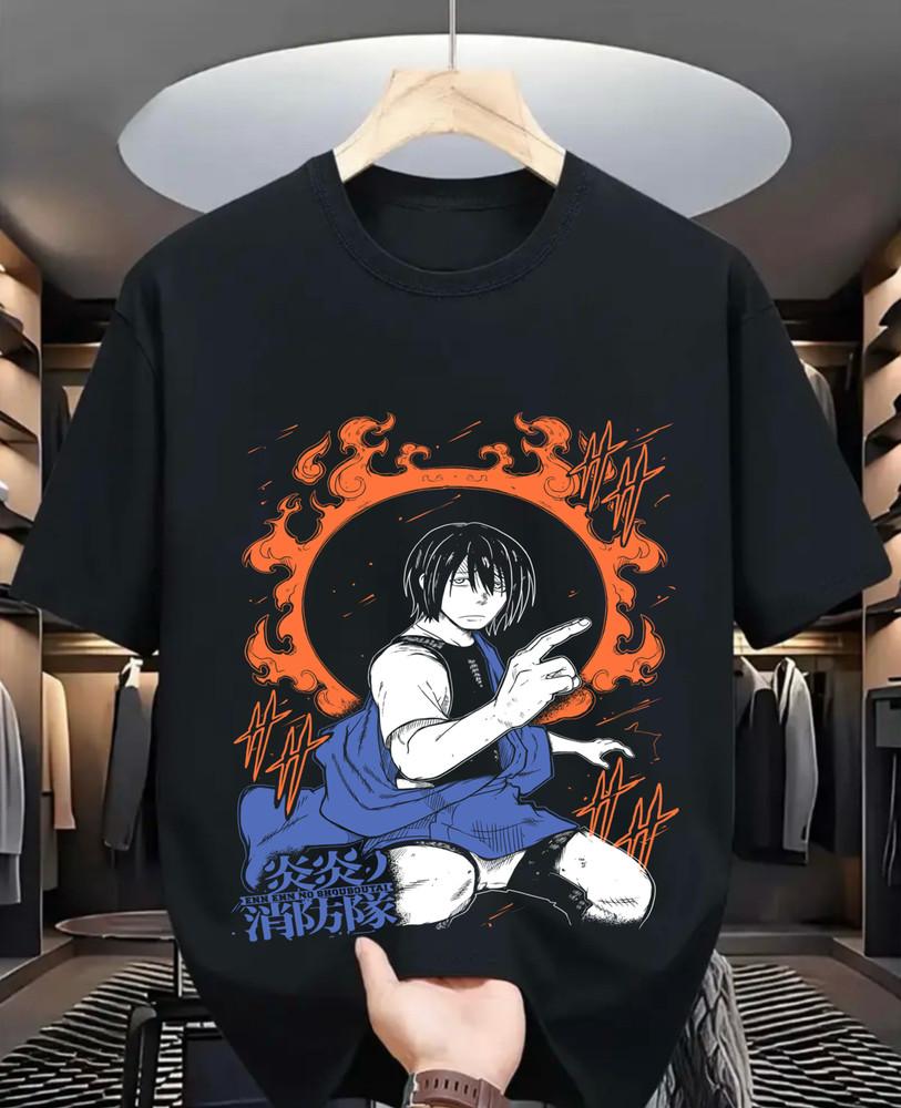 

Anime Fire Force Shinra Kusakabe Shirt Skitaru Shonen Tamaki Fire Fighters gift L