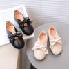Children's Round-Toe Leather Shoes – Girls' Fashion Bow Flats, Little Girls' Solid Color Soft-Sole Princess Dance Shoes