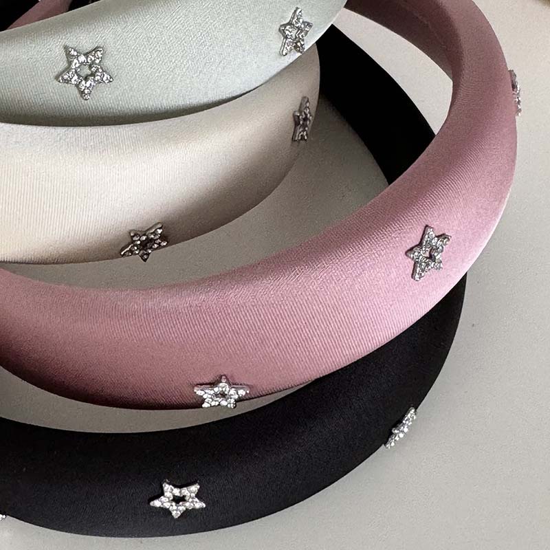 Koreanische Glitzernde Kristallstern Schwamm Stirnbänder Für Frauen Mädchen Vintage Elastischer Haarreifen Haarband Haarschmuck Kopfschmuck