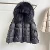 Winter new high-end fur big fox fur collar hooded down jacket women's butterfly straps thickened warm jacket