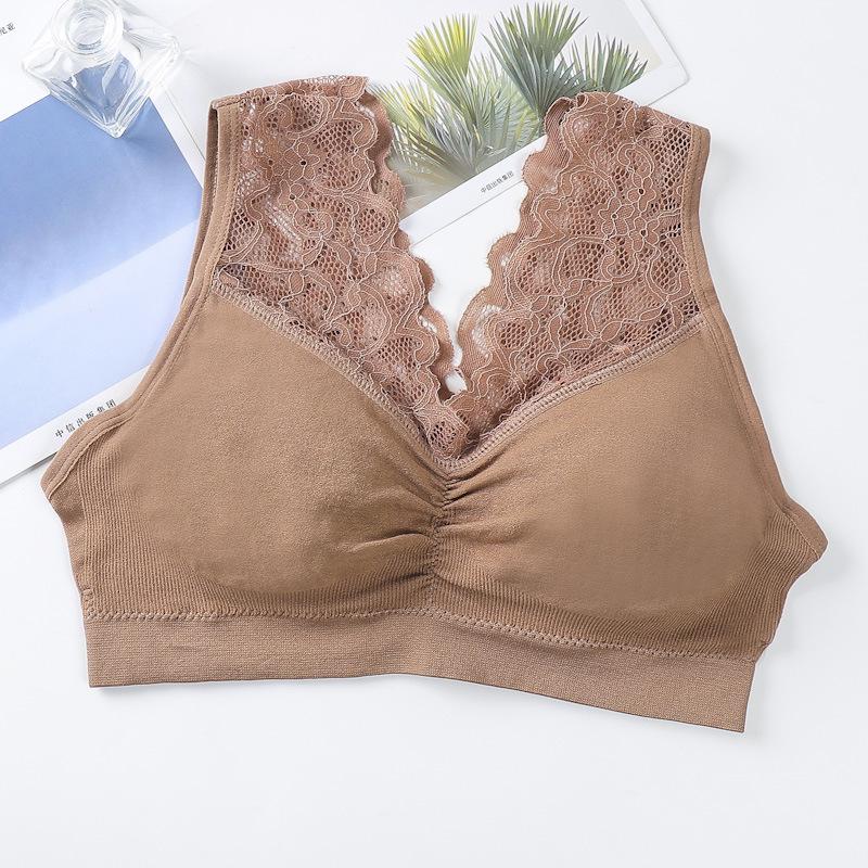Nahtloser hochelastischer Spitzen-BH ohne Träger und Camisole