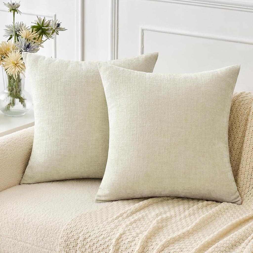 Chenille Kissenbezüge 45x45 cm Weich Dunkelgrün Dekorative Zierkissenbezüge Quadratische Kissenhüllen Unifarbene Kissenbezüge für Sofa