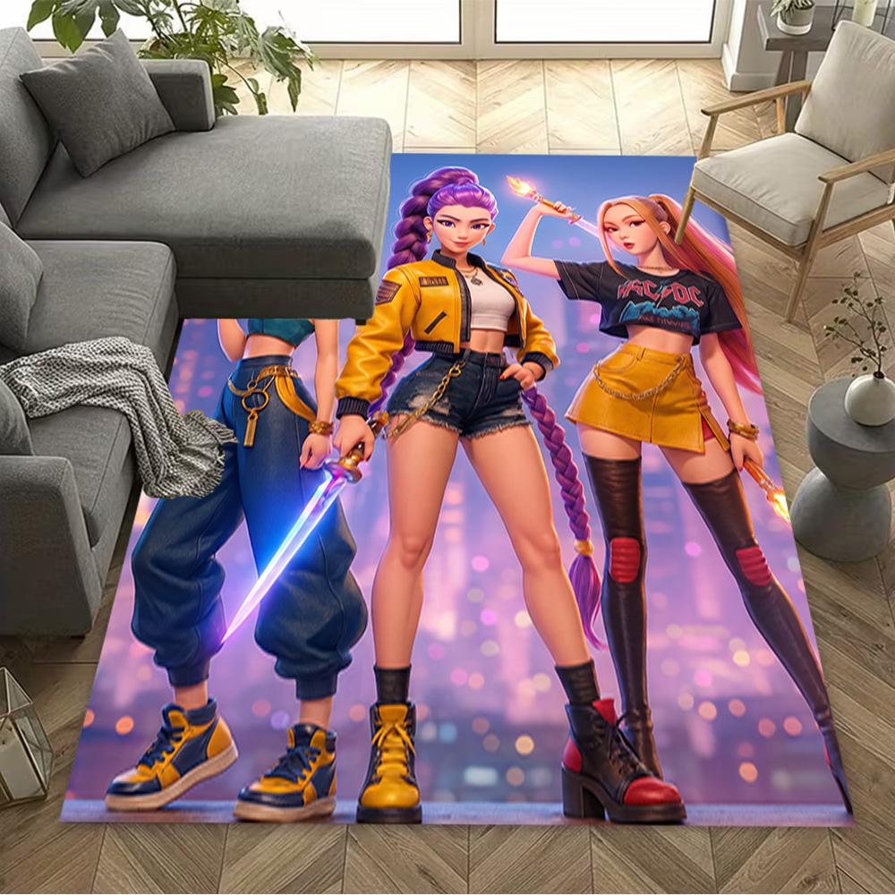 Neon Fashion Showdown Area Rug Design for Dining Room Game Room Playrooms Study room Anti-slip Rug Anime Office Decor