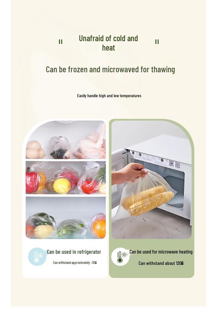 Fresh-Keeping Perforated Food Bags - Large, Medium, Small Sizes - Tear-off Roll for Household Use
