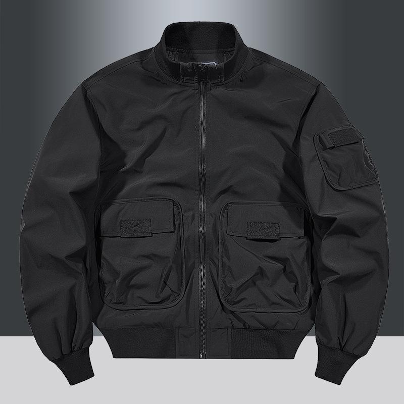 2024 Men's Autumn Stand Collar Windproof Sports Jacket - Solid Color, Casual Outdoor Coat