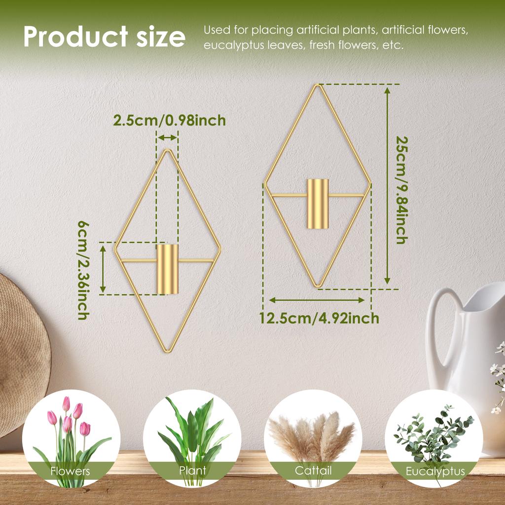 4 Stuks Hangende Vaas Wanddecoratie Plantenpot voor Succulenten Cactus Kunstplanten Metalen Wandkunst Geometrisch Kamerornament Bloemenvaas