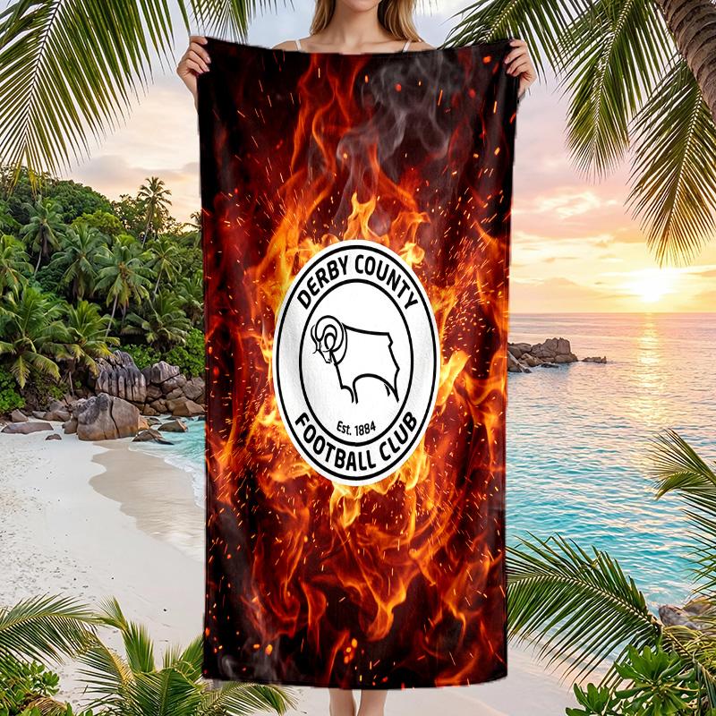 Toalla de Playa de Fútbol Derby County Suave Microfibra Toalla de Verano Secado Rápido Absorbente para Playa Piscina Viaje