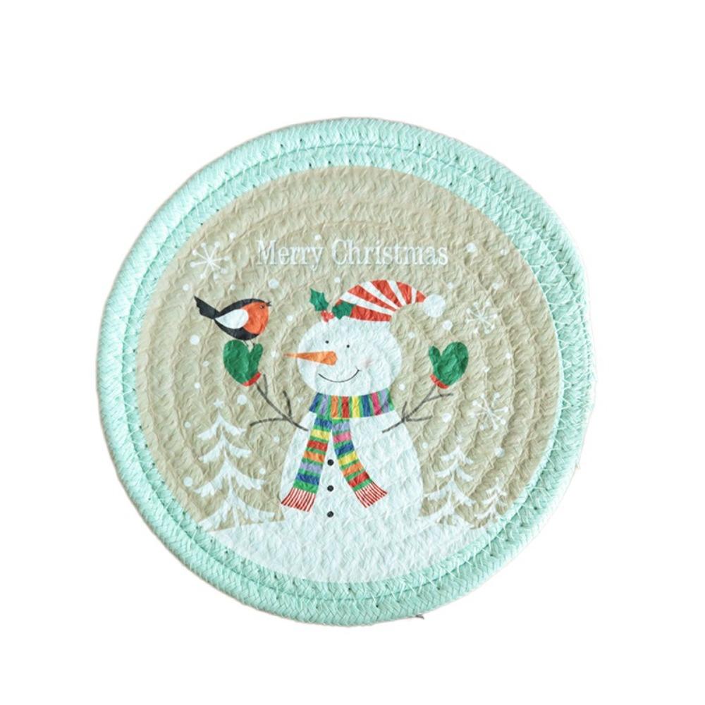 Anti-scalding Coaster Heat Insulation Pot Pad Christmas Woven Cotton Placemat  Table Decoration