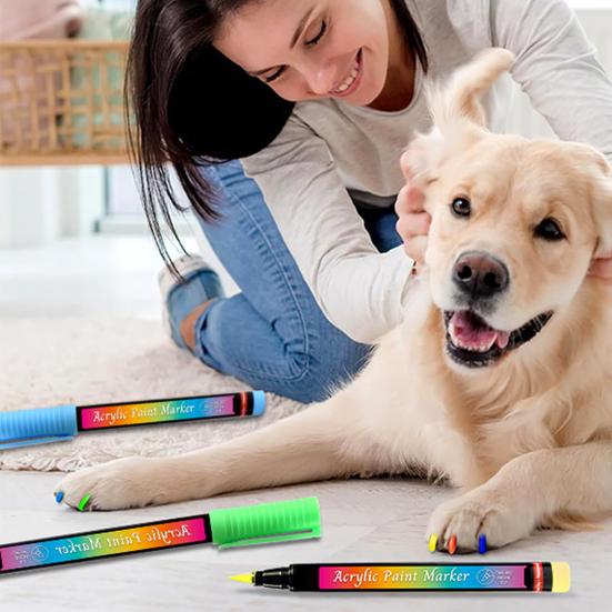 Yousheng 12 Colors Pet Nail Art Pen Set Quick Dry Brush Fun Creative Pet Paw Nail Polish Pens DIY Pet Manicure Supplies for Puppy Cat Small