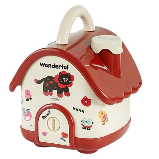 Cartoon House Piggy Bank with DIY Sticker Coin Cash Storage Jar Container Children Money Saving Box Decoration Boys Girls Gift