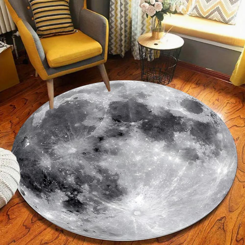 

Creative Earth Pattern Round Rug 3D Visual Effect Planets Print Carpet Modern Home Decor Soft Non-Slip Floor Mat for Living Room 100cm