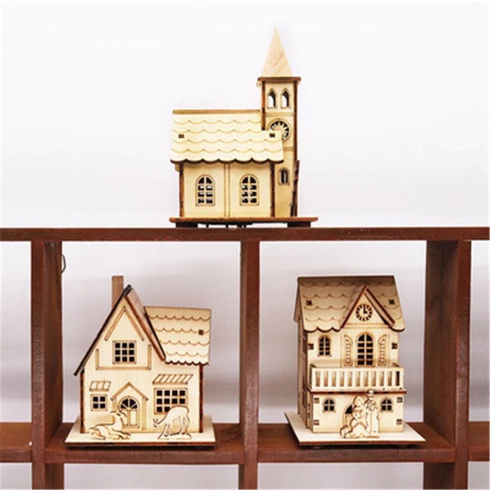 Gift Hanging Log Cabin LED Lights Christmas Cabin Wooden Cabin Wood Glowing Castle Light Wood House