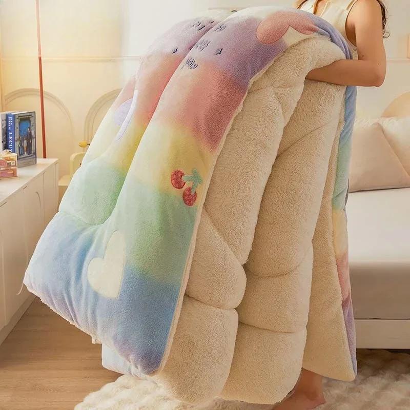 Snowflake Velvet Comforter Fine And Delicate Lamb Wool Quilt Core Dormitory Adults And Children Machine Washable Thick Blankets