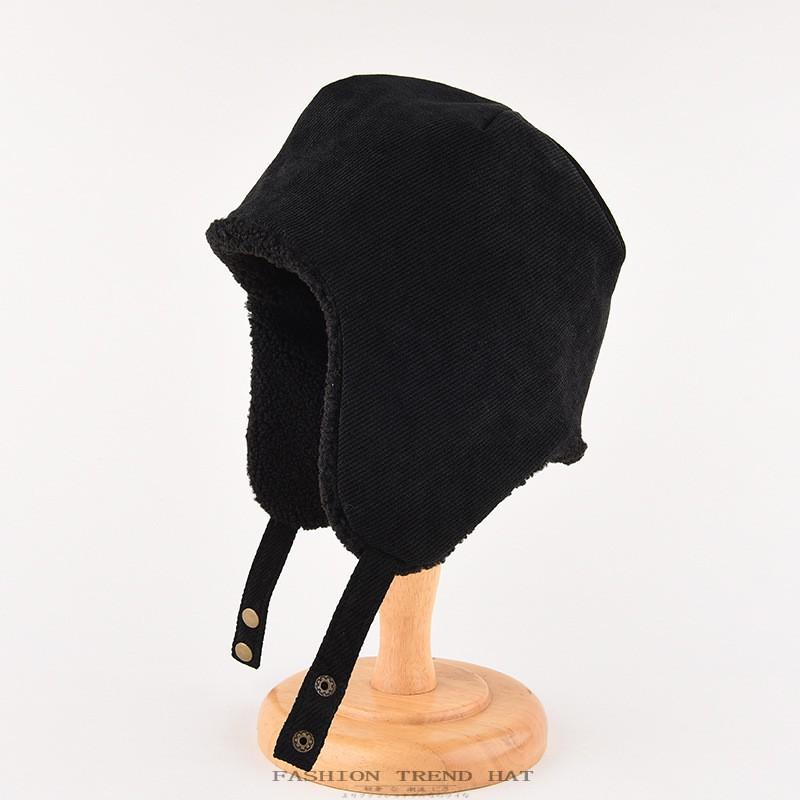 Warm Fleece-Lined Corduroy Beanie Hat Men Women Winter Outdoor Cycling Windproof Ear Protection Cap