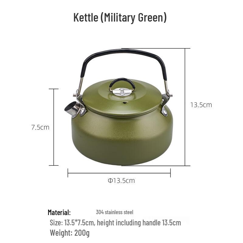 Outdoor Portable 304 Stainless Steel Camping Kettle Standard