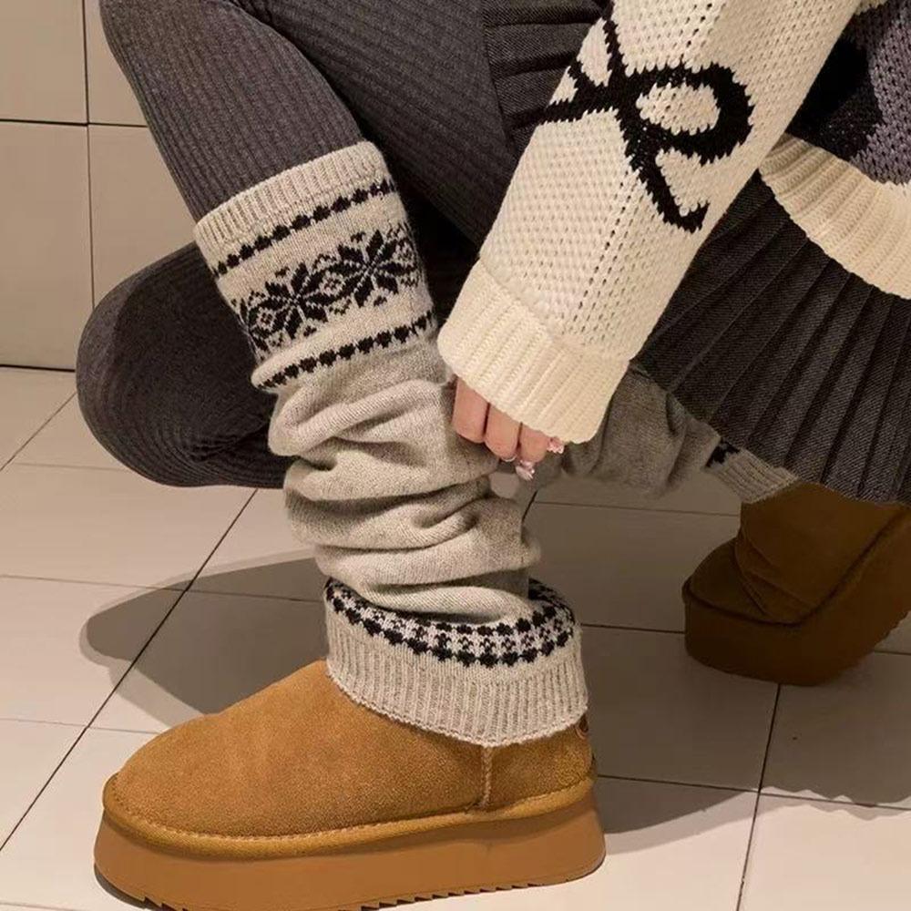 Knitted Leg Warmers Warm Long Socks Casual Knee Socks Autumn Winter