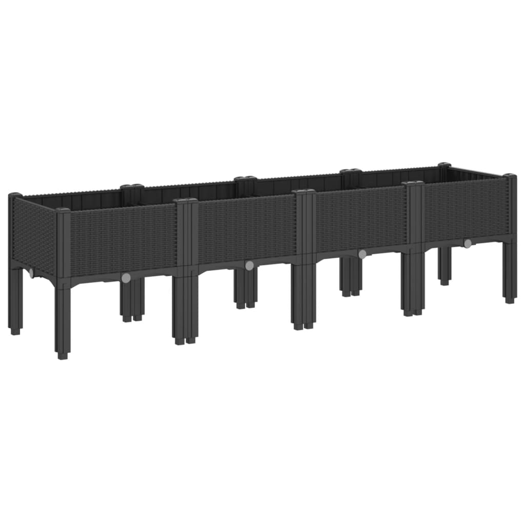 Planter with Legs Black 160 x 40 x 42 cm PP