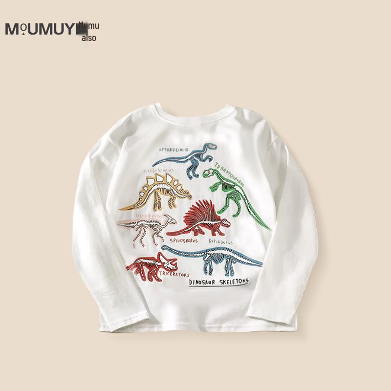 

Детская футболка с мультяшным динозавром, светящаяся в темноте, 2025 - Летний топ с коротким рукавом и круглым вырезом для мальчиков 100 cm