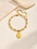 New Fashion Classic Gold Plated Virgin Mary Pendant Bracelets,Stainless Steel Watermelon Beads Rosary Bracelet for Women