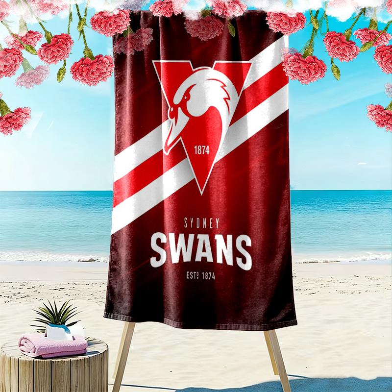 Sydney Swans 2D Flat Print Beach Towel, Large Soft Quick Dry Towel for Beach Camping Swimming.NSTJ0928348