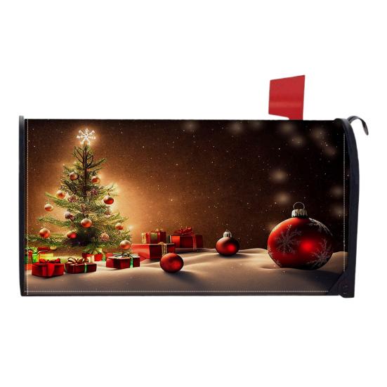 Winter Magnetic Mailbox Cover Standard Size 18 X 21in Merry Christmas Mailbox Wraps Cover Holiday Post Letter Box Cover for Outdoor Garden Yard Decor