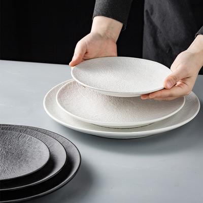 Nordycki Czarny Ceramiczny Retro Talerz na Stek Matowy Restauracyjny Talerze do Potraw Zachodnich Gładki Okrągły Płytki Talerz Obiadowy Talerz na Sałatkę