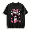 Cute Heart Sunglasses Bubblegum Highland Cow Print Top Pure Cotton T-shirt