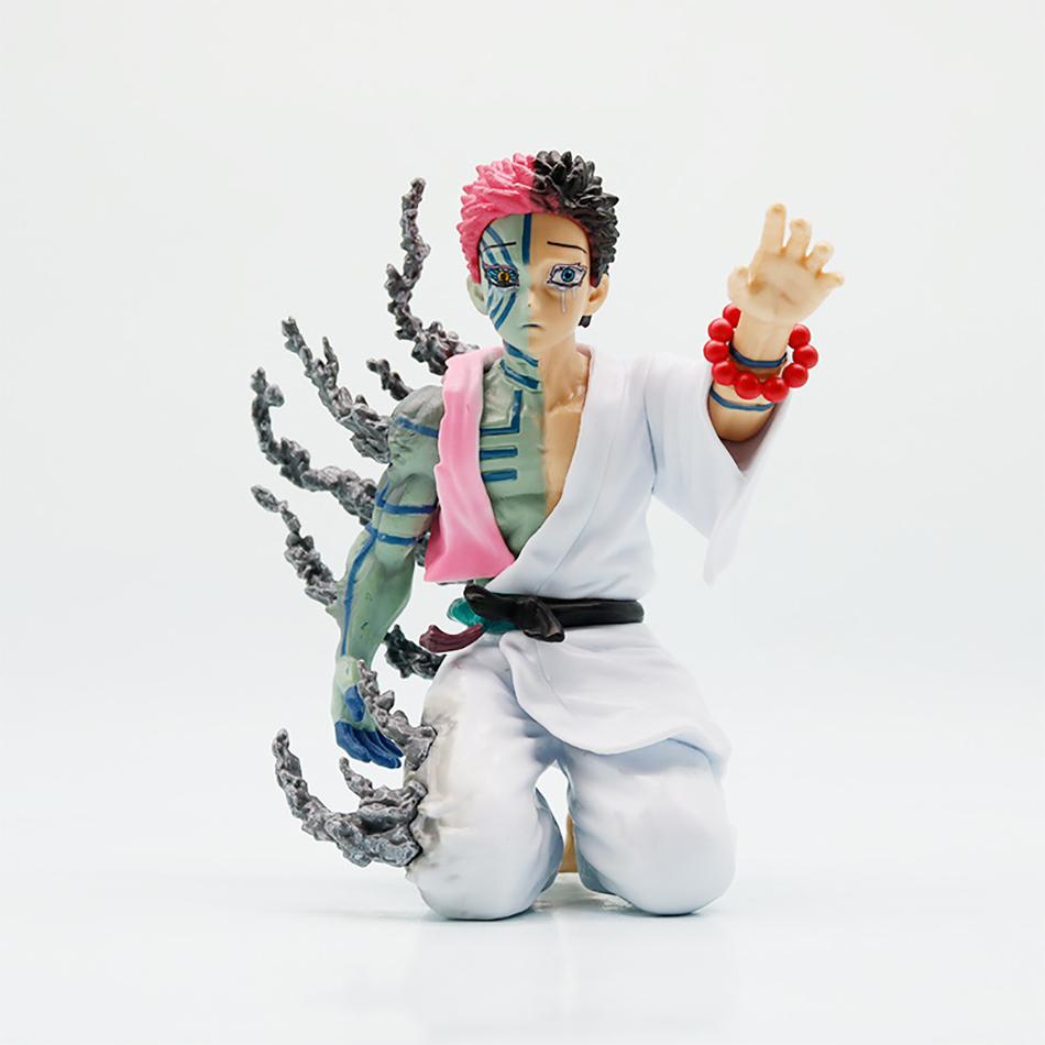 Anime Demon Slayer Akaza Hakuji Cry Face Kneeling Posture 14cm PVC Model Statue Figure Collectible Periphery Good Present Toy Doll