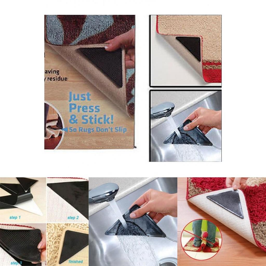 Ruggies Triangle Shape Carpet Anti-slip Patches 4+4 Double-sided Adhesive