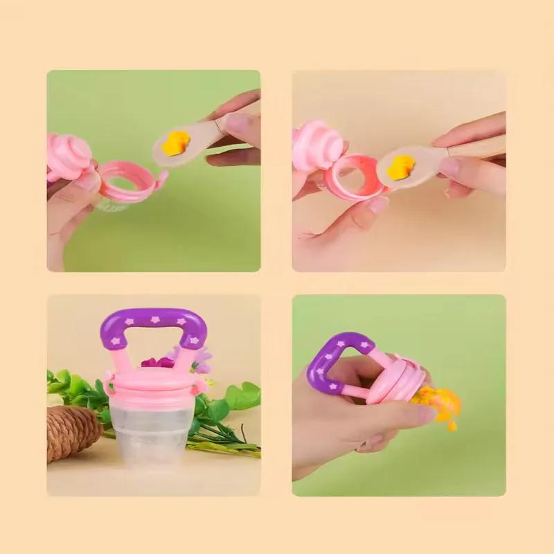 1Pc Baby Nipple Fresh Food Fruit Milk Feeding Bottles Learn Feeding Drinking Water Straw Handle Teething Pacifier