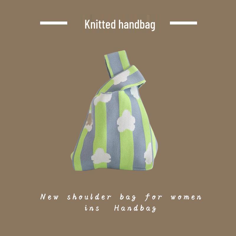 Trendy Women's Knitted Wool Bucket Handbag - Casual Tote & Lunch Box Bag