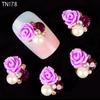 10x 3D Rose Nail Art Stickers Tips Studs Glänsande Metallic Strass Nail Smycken