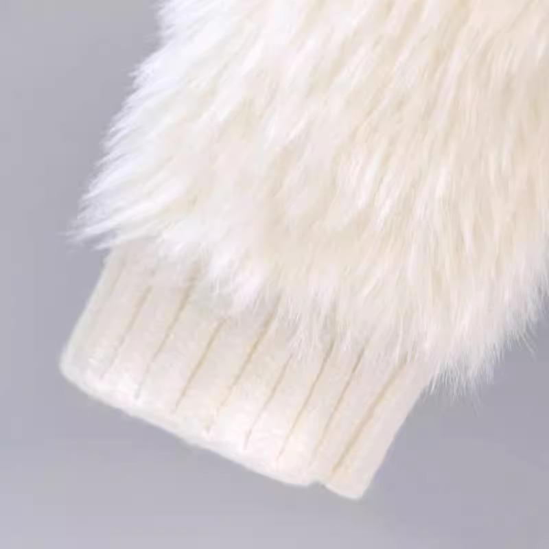Autunno Inverno Donna Scollo a V Lussuoso Perline Bottone a Cuore Mohair Maglione Lavorato a Maglia Peloso Cardigan Natalizi Top