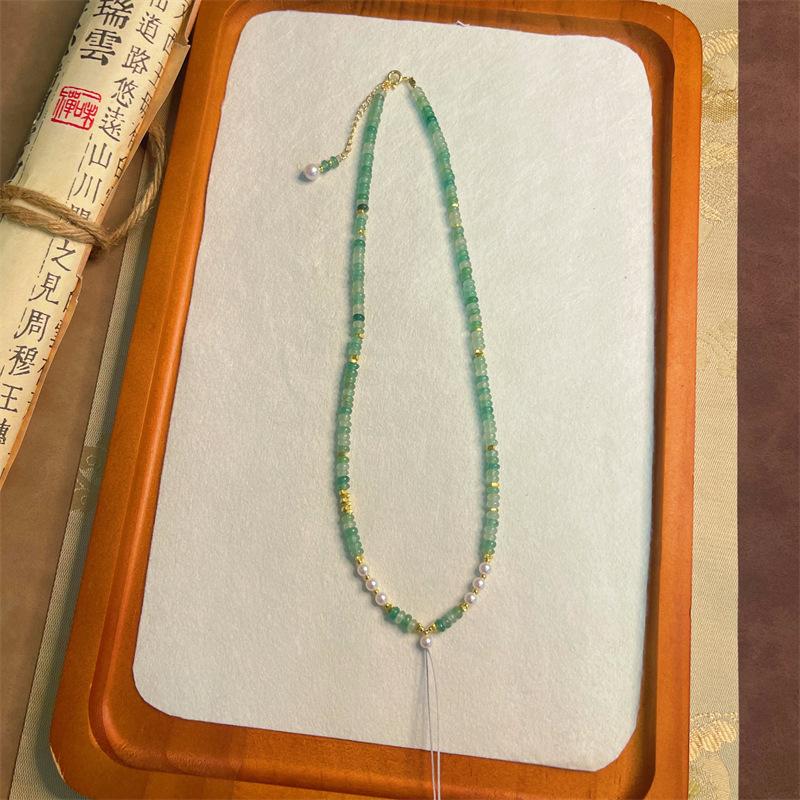 Original Chinese High-End Dongling Jade Women's Lucky Abacus Beads Clavicle Necklace