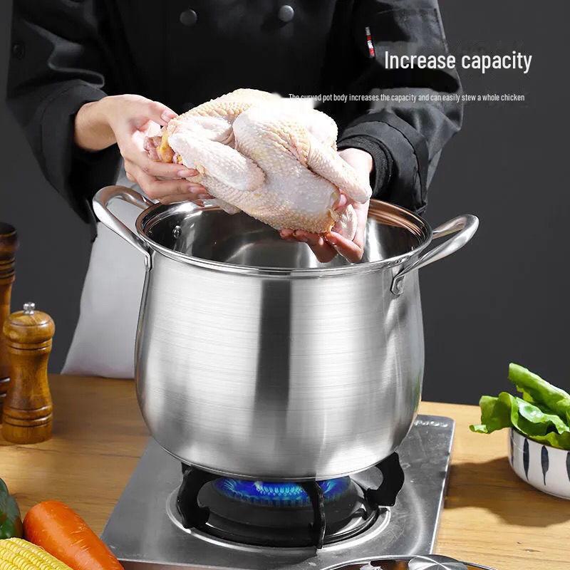 304 Stainless Steel Large Capacity No-Overflow Soup Pot for Home & Commercial Use