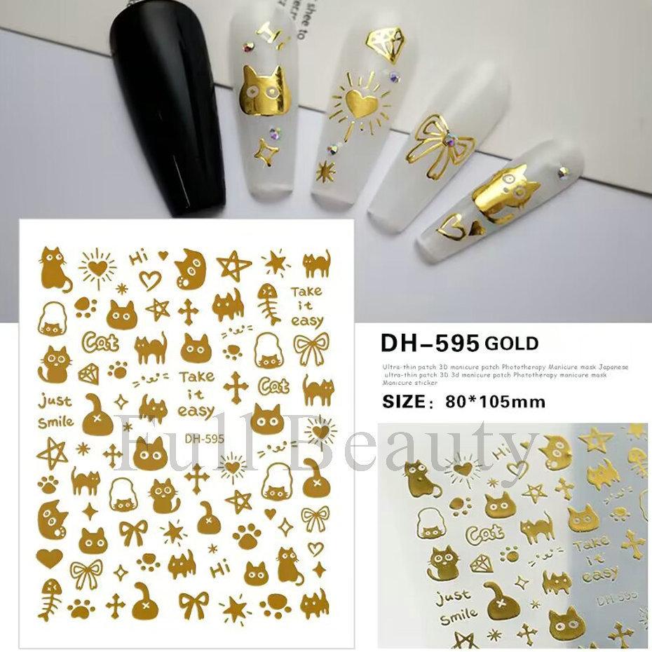 Nail Art Sticker, Little Spirit Snake, Moon, Mango, Gold And Silver, Black And White Snake Cartoon Nail Sticker.