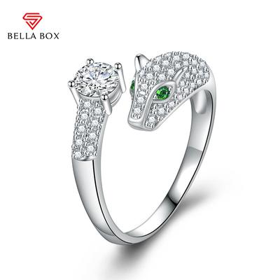 Leopard Head Ring Opening Resizable Rings For Women Zircon Engagement Party Fine Jewelry Gift