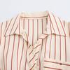 Spring New Women's Clothing Temperament Slim Fit with Belt Striped Printed Lapel Midi Dress