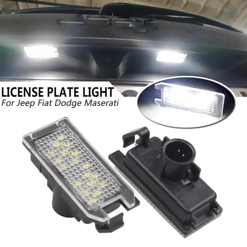 2PCS Canbus LED License Number Plate Light Lamp For Jeep Grand Cherokee Compass Patriot Dodge Viper Maserati Levante Fiat 500