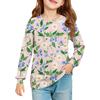 Girls' Long Sleeve Blouse - Round Neck Soft Waist Tunic